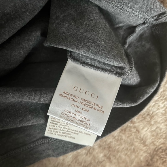 GUCCI Mens Large T Shirt grey with blue tone flowers 100% cotton - Picture 3 of 5